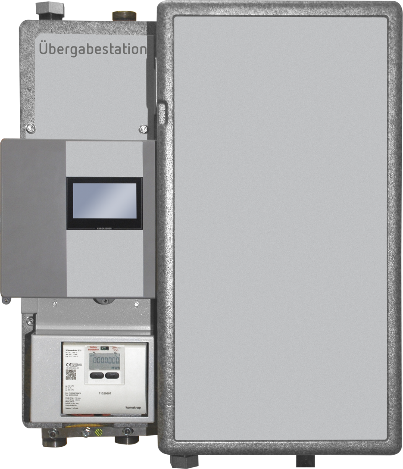 Fernwärmeübergabestation mit eingebautem WMZ und M-Bus-Converter für Wärmeabgabeleistung